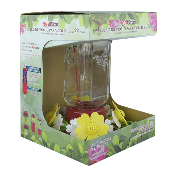 Bebedero de vidrio para colibríes | RedKite | 600 ml