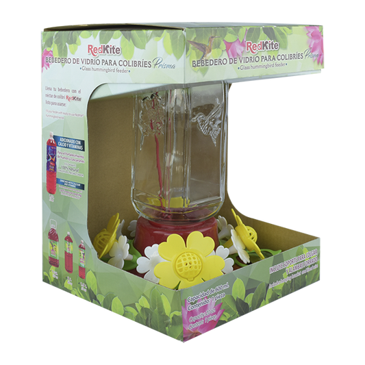 Bebedero de vidrio para colibríes | RedKite | 600 ml