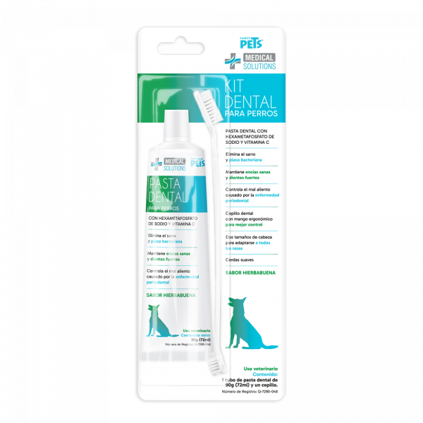 Kit dental para perros | Medical Solutions | 90g de pasta y un cepillo